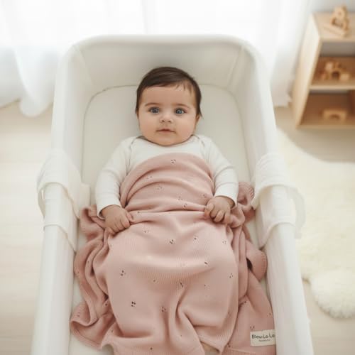 100% Luxury Organic Cotton Pointelle Knit Baby Quilt Blanket - Image 4
