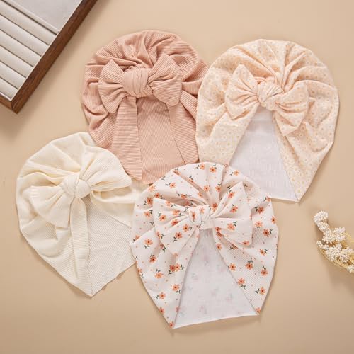 Baby Girls Hair Bow Knot Turban Hat Newborn Hospital Hats Infant Toddler Head - Image 5