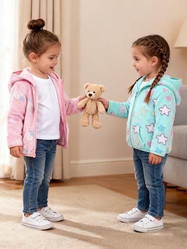Toddler Baby Girl Fleece Jackets Fall Clothes Hooded Zip Fuzzy Coats - Image 3