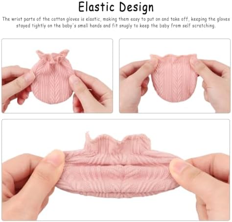 BQUBO Baby Turban Hats and Mittens Set Newborn Infant Hospital Hats Caps - Image 6