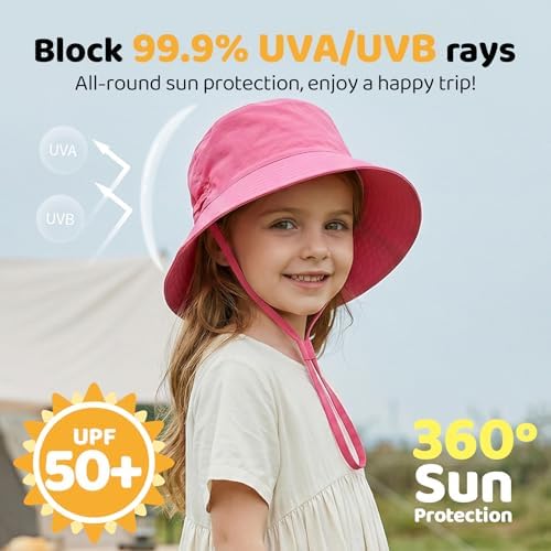 Toddler Bucket Hats UPF 50+ Baby Sun Hat Adjustable Kids Sun Protection Summer - Image 2