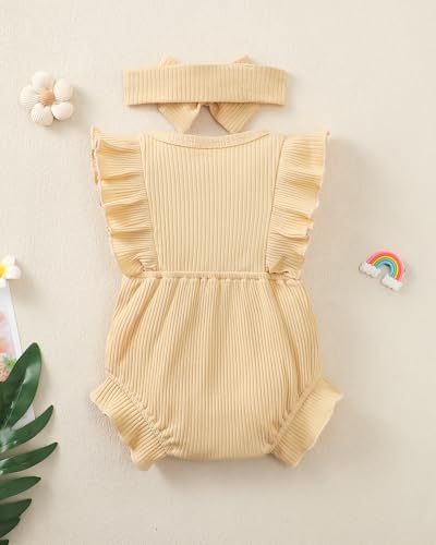 Renotemy Baby Girl Clothes Summer Rompers Cute Outfits Preemie-18 Months | - Image 3