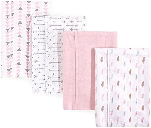 Luvable Friends Unisex Baby Cotton Flannel Burp Cloths, Girl Feathers, One Size by Luvable+Friends