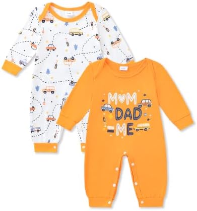NZRVAWS Newborn Baby Boy Clothes Infant Romper 2-Pack outfit Cute Pattern by NZRVAWS