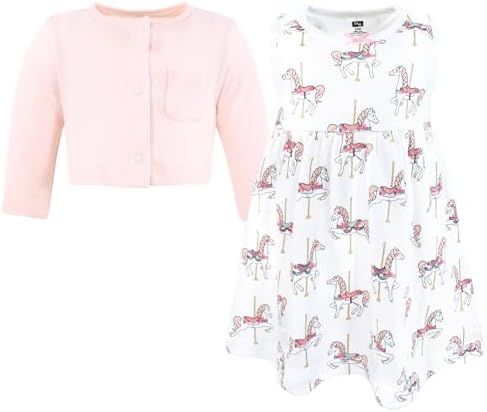 Hudson Baby Infant and Toddler Girls Cotton Dress and Cardigan Set - Image 3