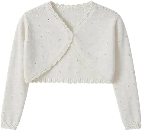 Girls Cardigan, Girls Bolero Shrug Sweater, Kids Knit Hollow Out Long Sleeve by Hvididan