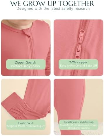 Jimonda Baby Romper Boys Girls Bamboo Pajamas 2-Way Zipper Footless Unisex Long - Image 3
