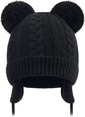 Duoyeree Toddler Winter Hat, Earflap Double Pom Pom Knit Beanie 0-36M by Duoyeree