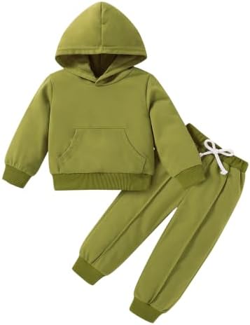 YOUNGER TREE Baby Clothes for Girls Boy Solid Color Hoodie and Sweatpants by YOUNGERTREE