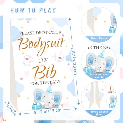 Bibs Bodysuits Baby Shower Game Sign Set Newborn Onesies Feeder Gift Fabric - Image 3