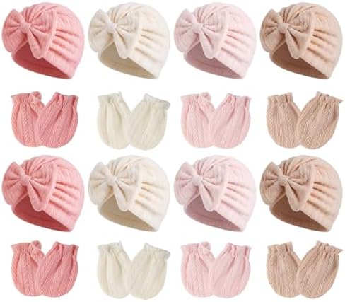 Newborn Baby Girl Hats Mittens Set Cotton by MKYSZLTSOCKS-EnjoyComfort