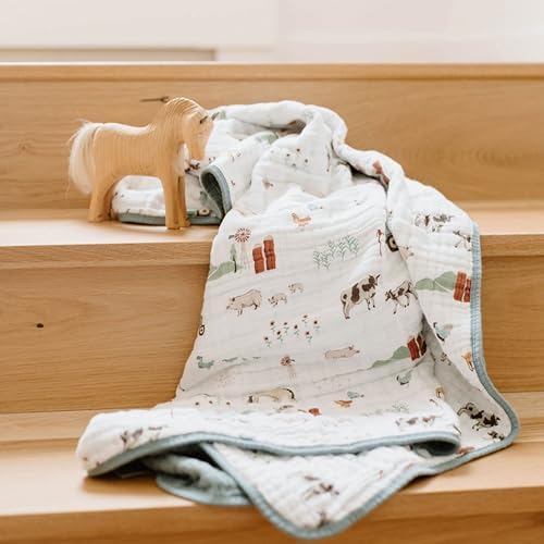 Little Unicorn Muslin Quilt Blanket | 100% Cotton Soft Multi-Layered Muslin - Image 6