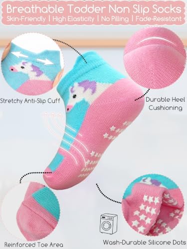 Aroveea Toddler Socks Non Slip Grip Ankle Baby 12 Pack - Image 6