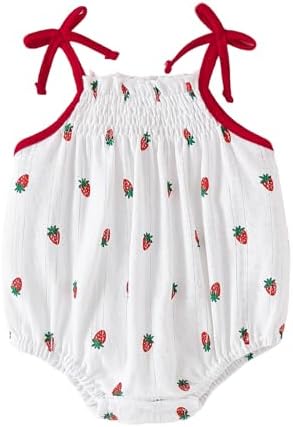 ROMPERINBOX Baby Girl Bodysuit Cotton Spaghetti Strap Sleeveless Onsies Summer by RomperinBox