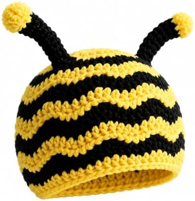 Bumble Bee Baby Knit Hat Soft Cotton Infant Crochet Bee Beanie Cute Animal by TRURENDI