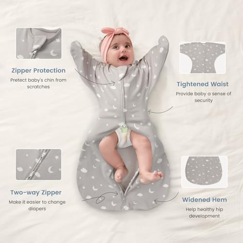 ZIGJOY Swaddle Sleep Sack 6-12 Months, 1.0 Tog Cotton Baby Swaddle Blanket - Image 3