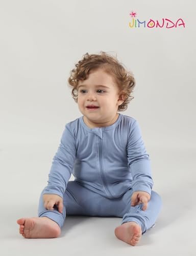Jimonda Baby Romper Boys Girls Bamboo Pajamas 2-Way Zipper Footless Unisex Long - Image 4
