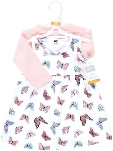 Hudson Baby Infant and Toddler Girls Cotton Dress and Cardigan Set - Image 2