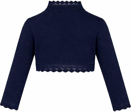 Lilax Little Girls' Knit Long Sleeve Button Closure Bolero Cardigan Shrug - Image 2