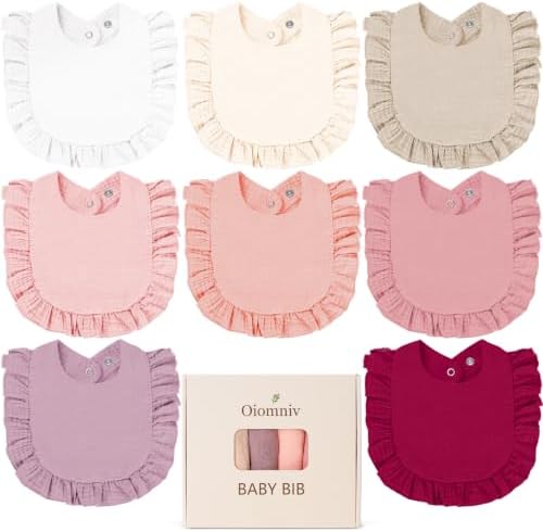 Oiomniv Muslin Baby Bibs, 100% Cotton Bandana Drool Bibs Soft Cotton Adjustable by Oiomniv