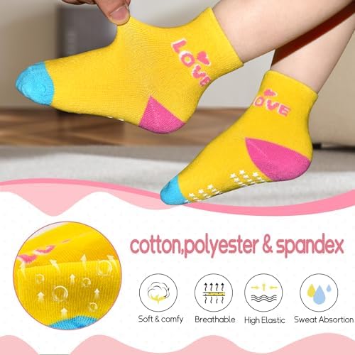 SkiBeaut Baby Toddlers Girls Socks, 12 Pairs Non Slip Kids Grips Toddler Grippy - Image 4