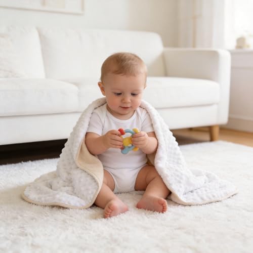 CREVENT Minky Baby Blanket for Girls Boys, Soft Plush Receiving Blanket for by CREVENT