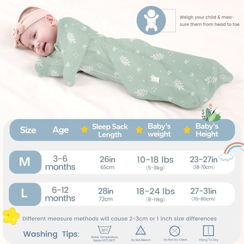 ZIGJOY Swaddle Sleep Sack 6-12 Months, 1.0 Tog Cotton Baby Swaddle Blanket - Image 2