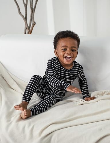 AVAUMA Stripe Pattern Baby Boys Girls Pajama Set Kids Toddler Snug fit Ribbed - Image 4