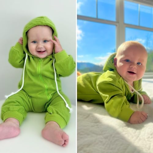 Unutiylo Unisex Baby Boys Girls Long Sleeve Infant Baby Zipper Hooded Jumpsuits - Image 2