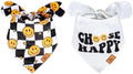 JarThenaAMCS 2Pcs Choose Happy Smile Face Dog Bandana Boho Black White by JarThenaAMCS