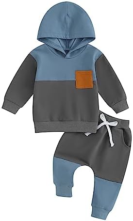 Infant Baby Boy Fall Winter Clothes Outfit Hooded Long Sweatshirt Pant Set by LIOMENGZI