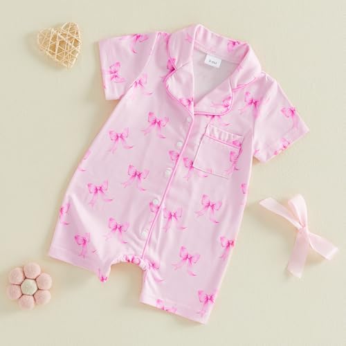 Kuriozud Baby Girl Boy Romper Pajamas Onesie Short Sleeve Button Down Pjs - Image 4