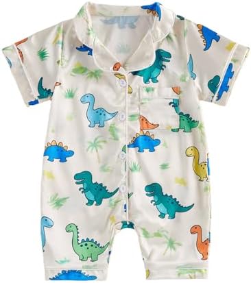 Kuriozud Baby Girl Boy Romper Pajamas Onesie Short Sleeve Button Down Pjs by Kuriozud