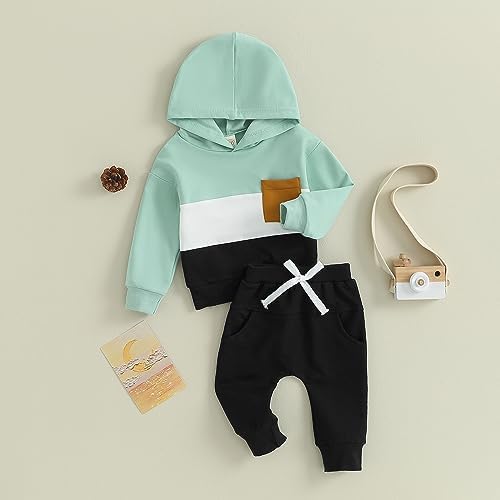 Infant Baby Boy Fall Winter Clothes Outfit Hooded Long Sweatshirt Pant Set - Image 2