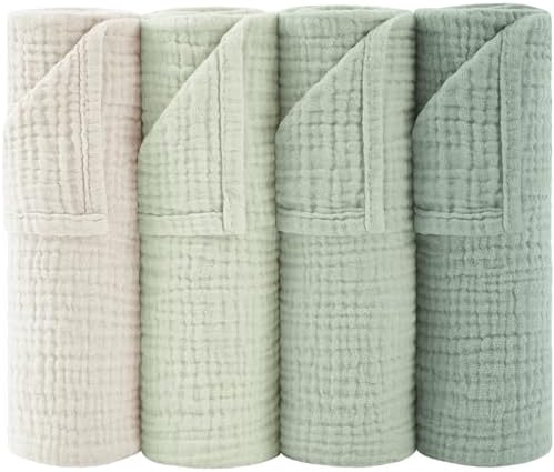 Susurration Muslin Burp Cloths 24x24 Inches Ultra Soft 100% Cotton | 4 Pack by Susurration