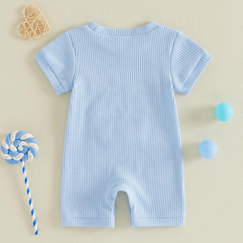allshope Newborn Baby Boy Summer Outfit Romper Letter Embroidery Short Sleeve - Image 7