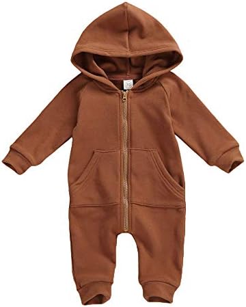FYBITBO Infant Baby Boys Girls Clothing Zipper Hooded Jumpsuit Romper Long by FYBITBO