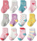 SkiBeaut Baby Toddlers Girls Socks, 12 Pairs Non Slip Kids Grips Toddler Grippy by SKIBEAUT