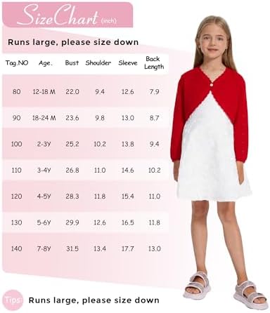 Girls Cardigan, Girls Bolero Shrug Sweater, Kids Knit Hollow Out Long Sleeve - Image 6