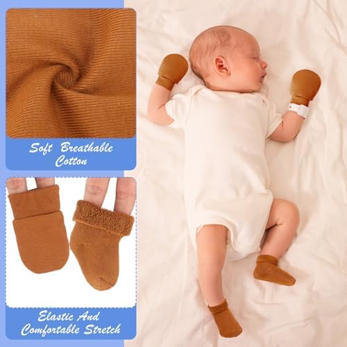 6 Pack Preemie Mittens and Socks Set Newborn Baby Mittens Socks - Image 4