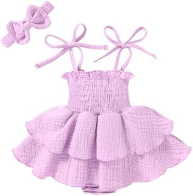 YOUNGER TREE Baby Girl Clothes Infant Summer Romper Dress Sleeveless Bodysuit by YOUNGERTREE