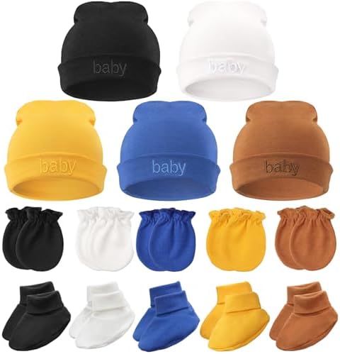 BQUBO Newborn Baby Hat Mittens Socks Set Infant Cotton Beanie Gloves Thick Warm by DRESHOW