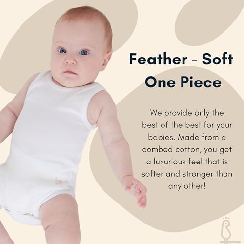 Feathers Baby Soft Cotton One Piece Bodysuit Undershirt, Sizes 3M-36M - Image 2