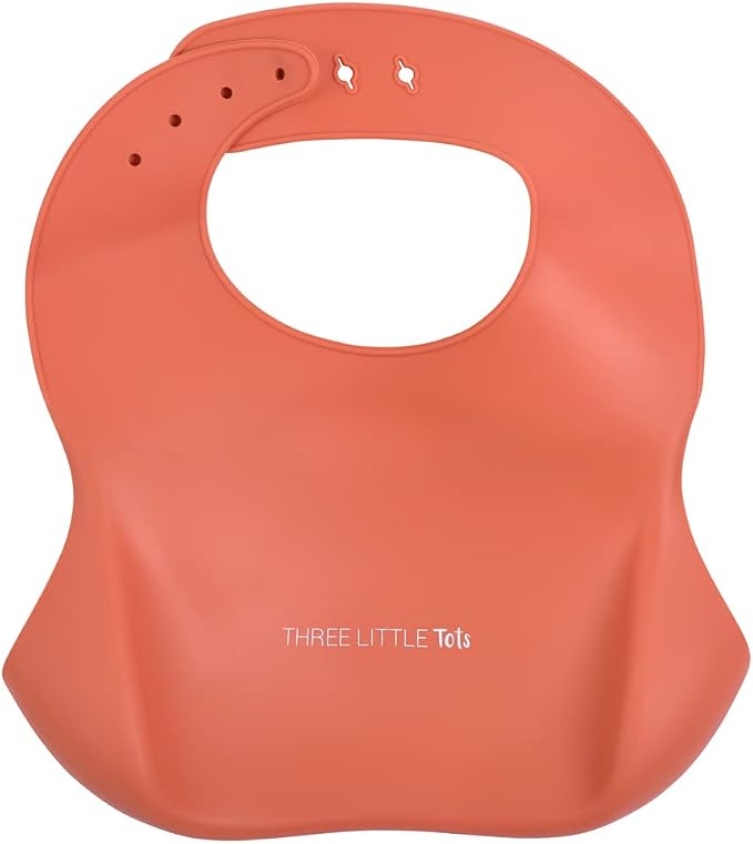 Three Little Tots Modern Silicone Baby Bib – Adjustable Fit Waterproof Catch - Image 2
