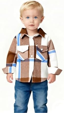 YOUNGER STAR Toddler Kids Boys Girls Flannel Hooded Plaid Shirt Button Baby Red - Image 2