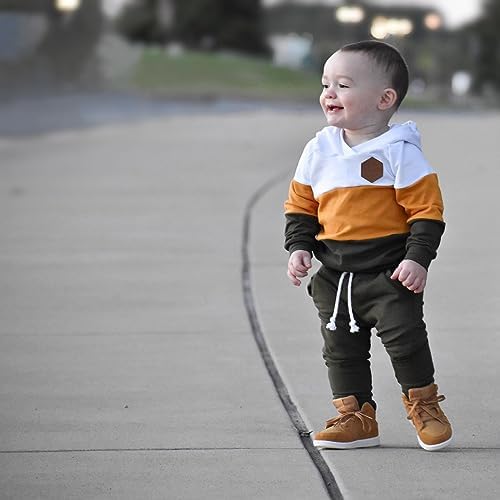 Infant Baby Boy Fall Winter Clothes Outfit Hooded Long Sweatshirt Pant Set - Image 2