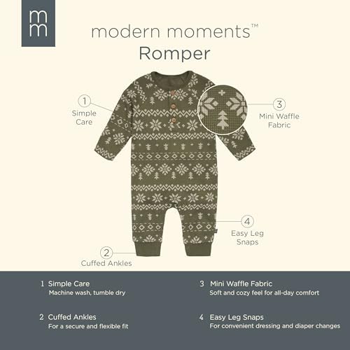 Modern Moments by Gerber Baby Henley Waffle Knit Romper - Image 6