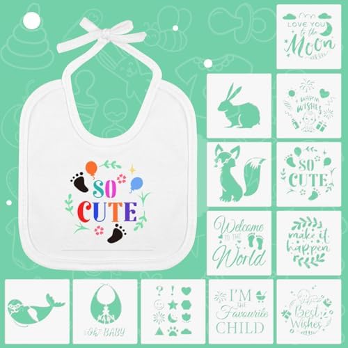 BOUBONI 88 Pcs DIY Baby Bibs Decorating Set Includes 18 White Bibs, 12 Fabric - Image 4