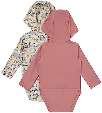 Hanes Baby Pure Comfort Long Sleeve Hoodie Bodysuits, Infant Bodysuits - Image 2
