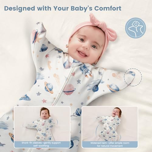 ZIGJOY Swaddle Sleep Sack 6-12 Months, 1.0 Tog Cotton Baby Swaddle Blanket - Image 4